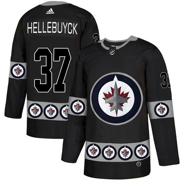 Men Winnipeg Jets #37 Hellebuyck Black Adidas Fashion NHL Jersey->winnipeg jets->NHL Jersey